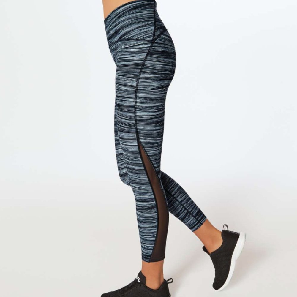 Lululemon Train Times 7/8 Pant Legging in Black White Stripe - 4
